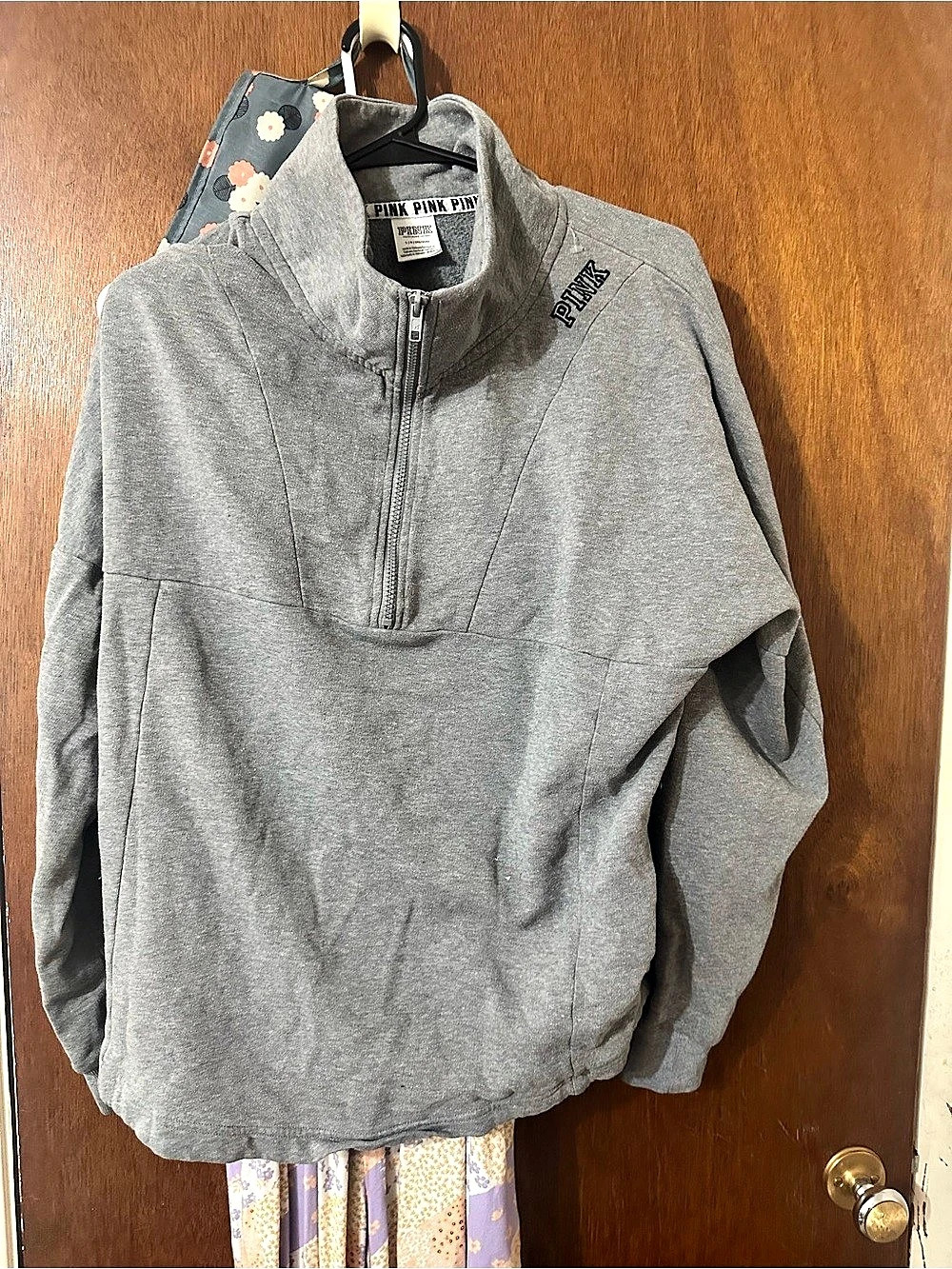 PINK Gray Quarter-Zip Pullover Like New